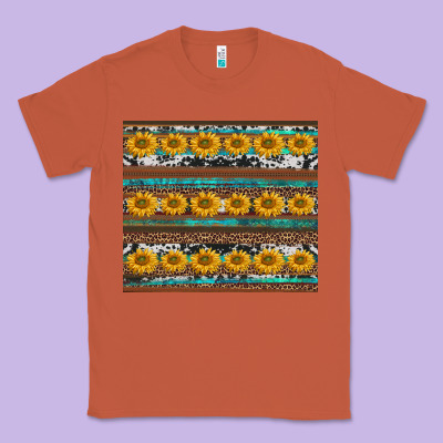 Sunflowers Leopard Cowhide Turquoise Classic Tee Designed By Barkaloodesign