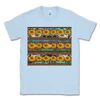 Dusty Blue sunflowers leopard cowhide turquoise Classic Tee - BarkalooDesign