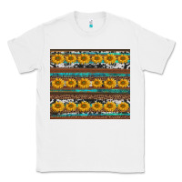 White sunflowers leopard cowhide turquoise Classic Tee - BarkalooDesign
