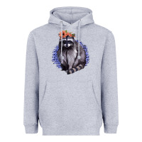 Heather Grey Raccoon with Flowers Heavyweight Hoodie - Bettercallsaul