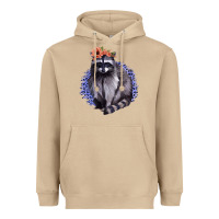 Raccoon With Flowers Heavyweight Hoodie | Teevron