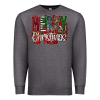 Charcoal Heather Merry Christmas Buffalo Plaid Leopard Premium Sweatshirt - Bettercallsaul