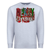 Heather Grey Merry Christmas Buffalo Plaid Leopard Premium Sweatshirt - Bettercallsaul