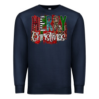 Navy Merry Christmas Buffalo Plaid Leopard Premium Sweatshirt - Bettercallsaul