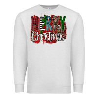 Oatmeal Heather Merry Christmas Buffalo Plaid Leopard Premium Sweatshirt - Bettercallsaul