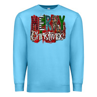 Ocean Blue Merry Christmas Buffalo Plaid Leopard Premium Sweatshirt - Bettercallsaul