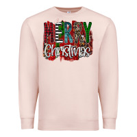 Pale Pink Merry Christmas Buffalo Plaid Leopard Premium Sweatshirt - Bettercallsaul