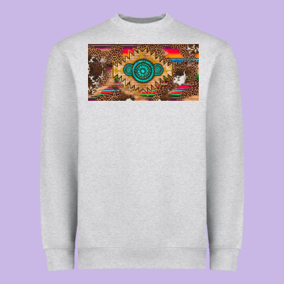 Western Gemstone And Leopard With Serape Licanse Plate Heavyweight Sweatshirt Designed By Artiststas