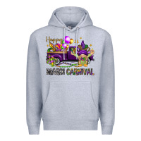 Heather Grey Happy Mardi Carnival with truck Premium Hoodie - NancyCooperArtShop