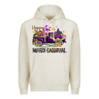 Oatmeal Heather Happy Mardi Carnival with truck Premium Hoodie - NancyCooperArtShop