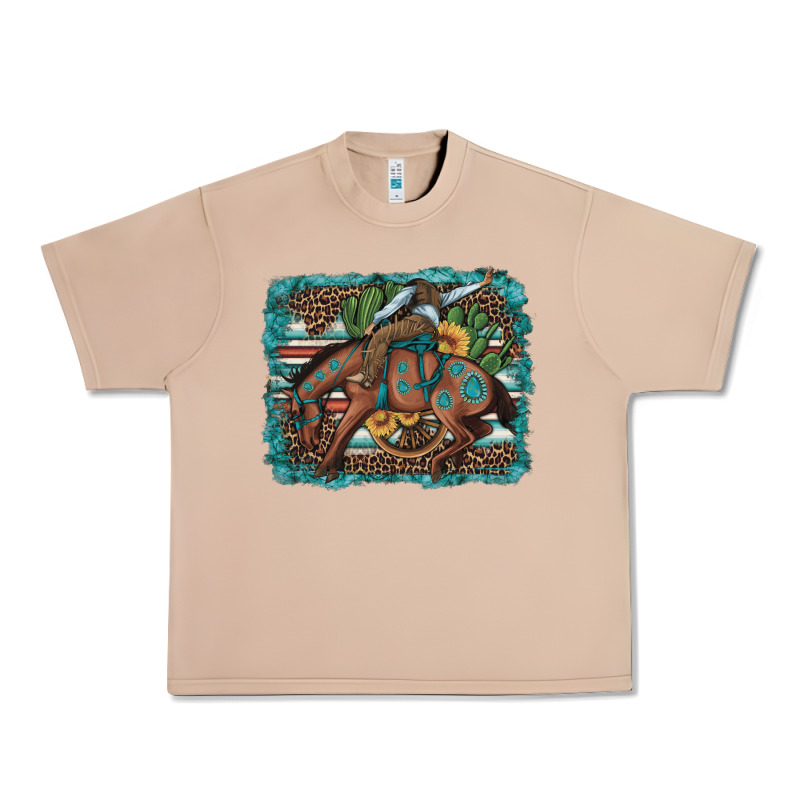 Bucking Bronco Cowboy Rodeo Cactus And Sunflowers Urban Heavy Tee by Artiststas | Teevron