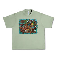 Oil Green bucking bronco cowboy rodeo cactus and sunflowers Urban Heavy Tee - Artiststas
