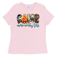 Bubblegum Pink camp more worry less Ladies Tee - JahusDesignShop