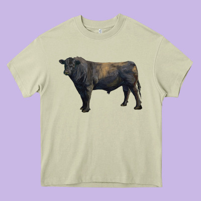 Black Angus Bull Heavy Core Tee Designed By Ranaportraitstore