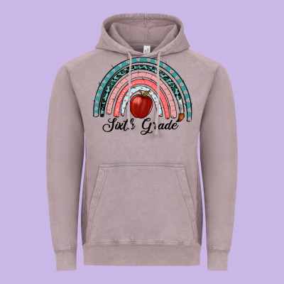 Sixth Grade Rainbow Vintage Hoodie Designed By Ranaportraitstore