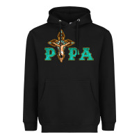 Black Papa Jesus with Cross Heavyweight Hoodie - Bettercallsaul