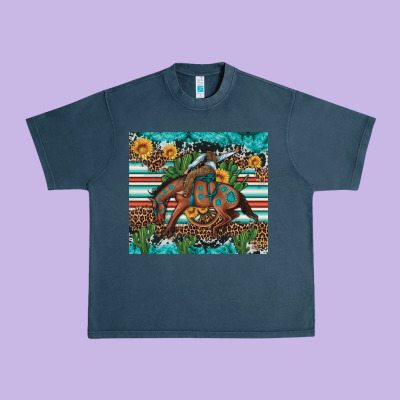 Bucking Bronco Cowboy Rodeo Cactus And Sunflowers Urban Heavy Tee Designed By Artiststas