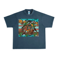 Midnight Navy bucking bronco cowboy rodeo cactus and sunflowers Urban Heavy Tee - Artiststas