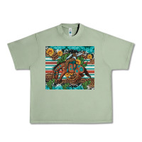 Oil Green bucking bronco cowboy rodeo cactus and sunflowers Urban Heavy Tee - Artiststas