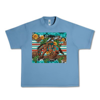 Pebble Blue bucking bronco cowboy rodeo cactus and sunflowers Urban Heavy Tee - Artiststas