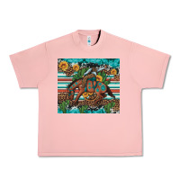 Salmon bucking bronco cowboy rodeo cactus and sunflowers Urban Heavy Tee - Artiststas