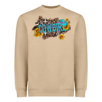 Mushroom western cowgirl and sunflower with hat and cowhide leopard Heavyweight Sweatshirt - Artiststas