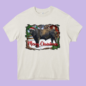 Merry Christmas Black Angus Bull And Farm Heavy Core Tee Designed By Ranaportraitstore