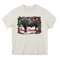 Cream merry christmas black angus bull and farm Heavy Core Tee - RanaPortraitStore