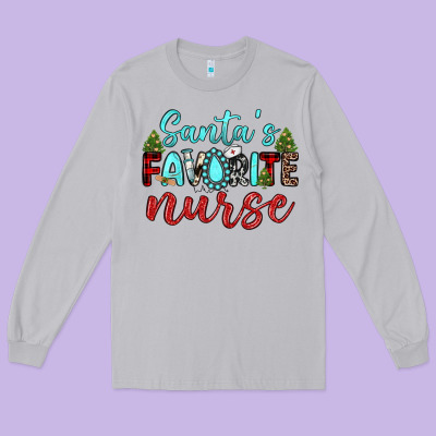 Santa S Favorite Nurse Long Sleeve Tee Designed By Jahusdesignshop