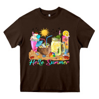 Chocolate Brown hello summer drinks Heavy Core Tee - texasbilliewilder