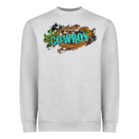 Heather Grey western cowboy and hat with cactus and cowhide Heavyweight Sweatshirt - Artiststas