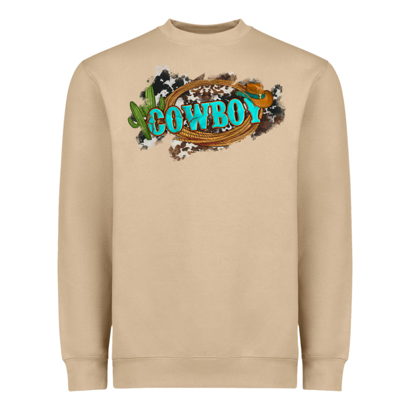 Western Cowboy And Hat With Cactus And Cowhide Heavyweight Sweatshirt by Artiststas | Teevron