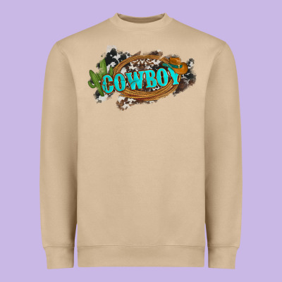 Western Cowboy And Hat With Cactus And Cowhide Heavyweight Sweatshirt Designed By Artiststas
