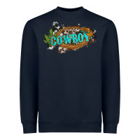 Navy western cowboy and hat with cactus and cowhide Heavyweight Sweatshirt - Artiststas