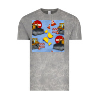 Cloud Rock bulldozer seamles pattern Vintage Tee - BundleAndBundleShop