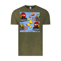 Vintage Olive bulldozer seamles pattern Vintage Tee - BundleAndBundleShop