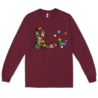 Burgundy autism awareness Long Sleeve Tee - MaliasSmallBusiness
