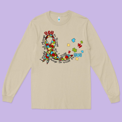 Autism Awareness Long Sleeve Tee Designed By Maliassmallbusiness