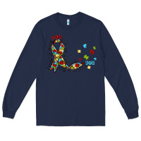 Navy autism awareness Long Sleeve Tee - MaliasSmallBusiness