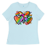 Baby Blue pride hearts Ladies Tee - texasbilliewilder