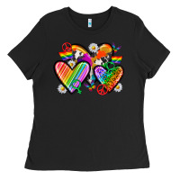 Black pride hearts Ladies Tee - texasbilliewilder