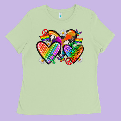 Pride Hearts Ladies Tee Designed By Texasbilliewilder