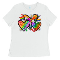 White pride hearts Ladies Tee - texasbilliewilder