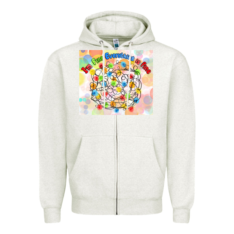 Im Fine Everything Is Fine With Lights Zipper Hoodie by MaliasSmallBusiness | Teevron