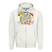 Oatmeal Heather im fine everything is fine with lights Zipper Hoodie - MaliasSmallBusiness