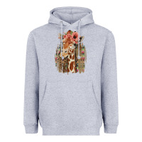 Heather Grey Giraffe with Floral Heavyweight Hoodie - Bettercallsaul