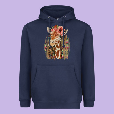 Giraffe With Floral Heavyweight Hoodie Designed By Bettercallsaul