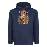 Navy Giraffe with Floral Heavyweight Hoodie - Bettercallsaul