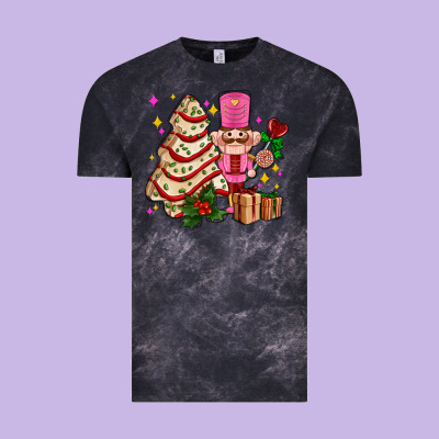 Christmas Tree Cake And Nutcracker With Gifts Ado Vintage Tee Designed By Adodesignshop