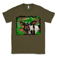 Army Green st Patricks cow with leopard background holstein cow Classic Tee - Jasminsmagicworld